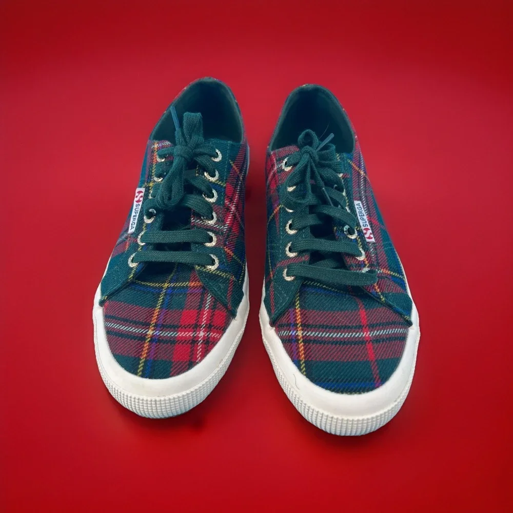 Superga‎ Womens Size US 8.5 EU 39.5 Tartan Plaid Chunky Sole Sneakers Red Green